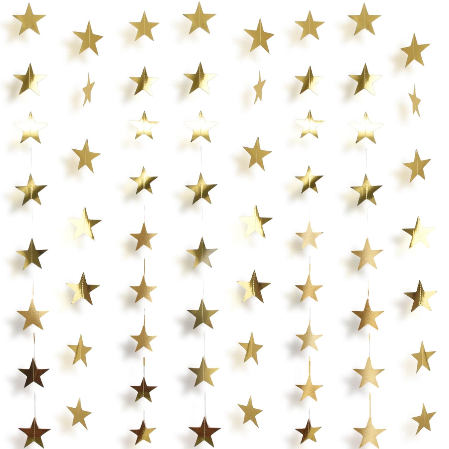 Rypyp 105Feet Gold Star Garland Banner Hanging Birthday Graduation Party Decorations- Golden Double Side Twinkle Paper Stars Str