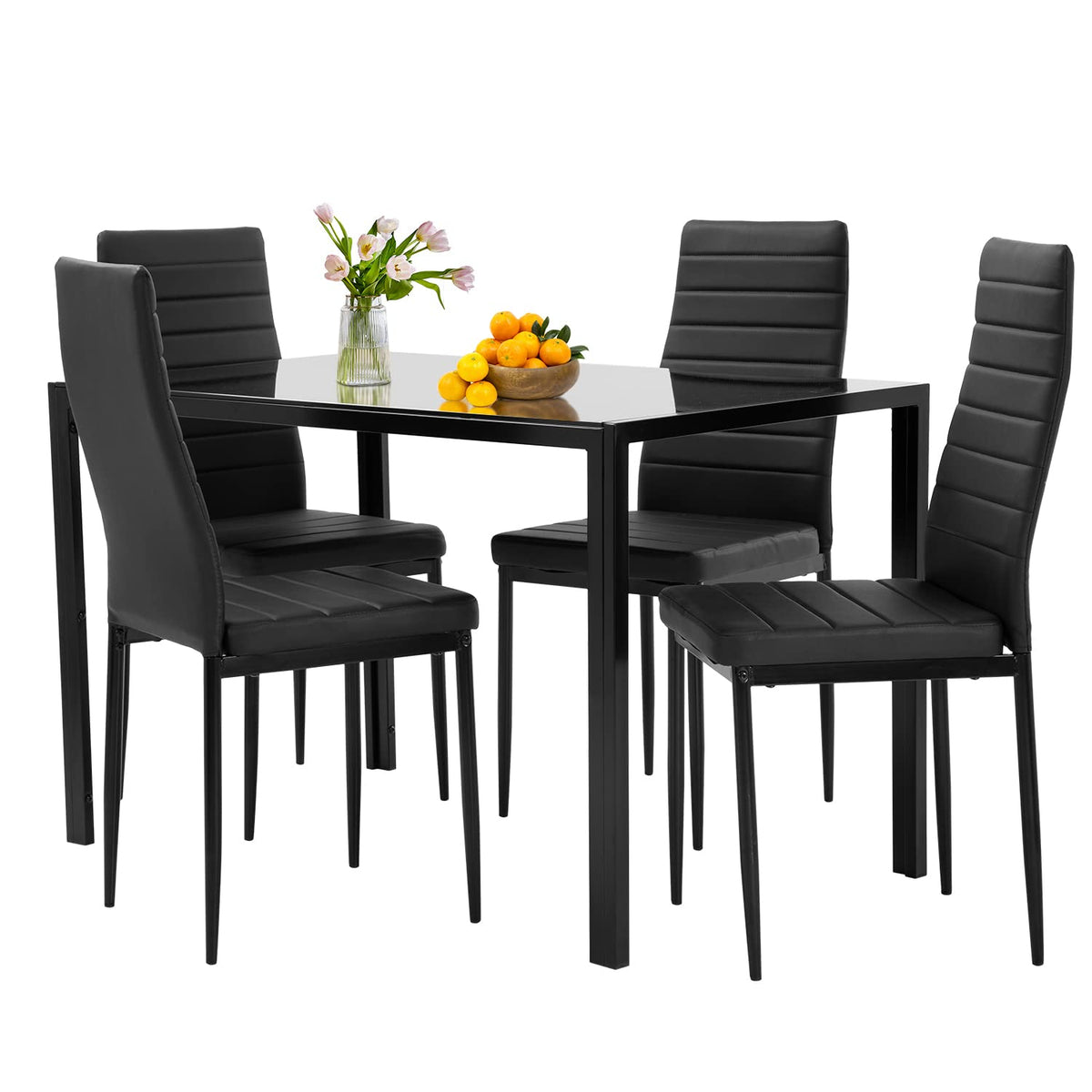 Fdw Dining Table Set Glass Dining Room Table Set For Small Spaces Kitchen Table And Chairs For 4 Table With Chairs Home Furnitur