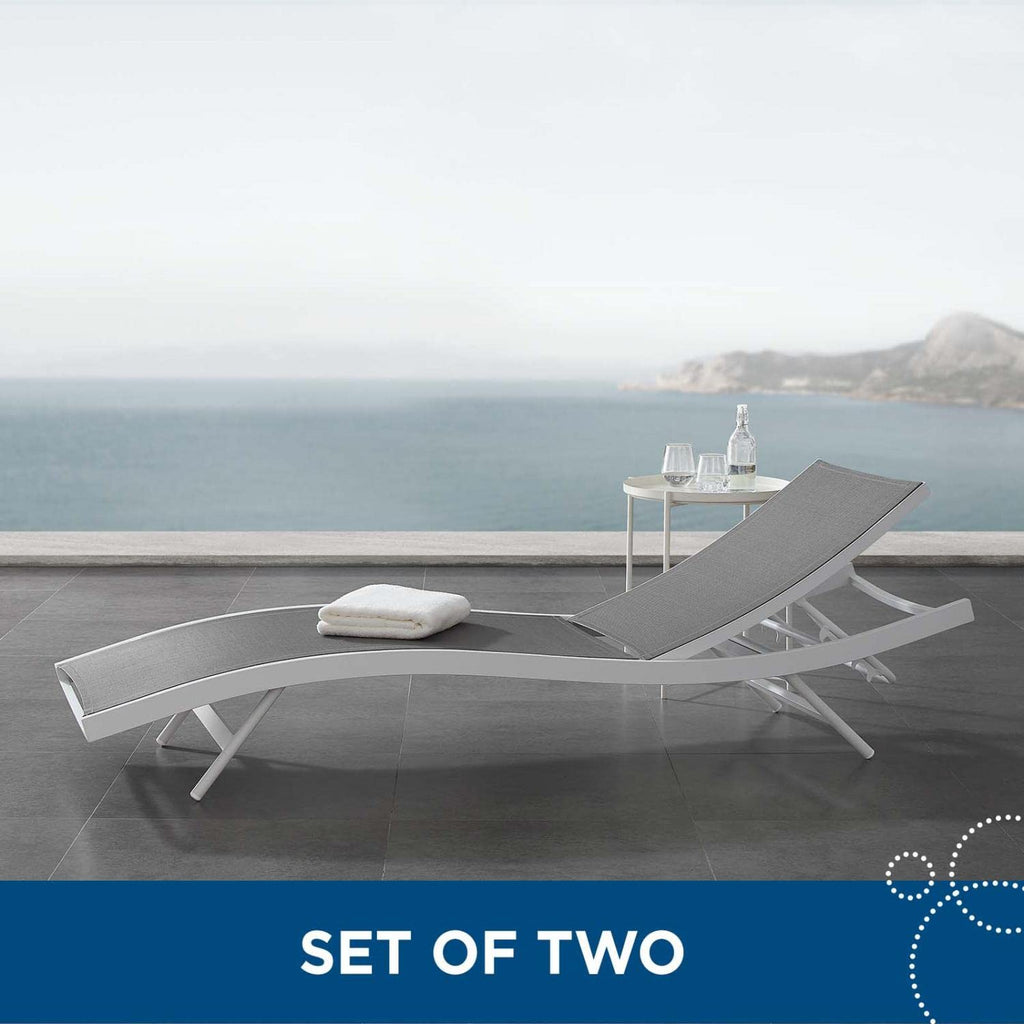 Modway Glimpse Outdoor Patio Mesh Chaise Lounge Set Of 2 In White Gray