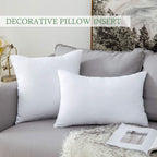 MIULEE Throw Pillow Insert 12x20 Inch Polyester White Decorative Cushion Stuffer for Couch Sofa Bed