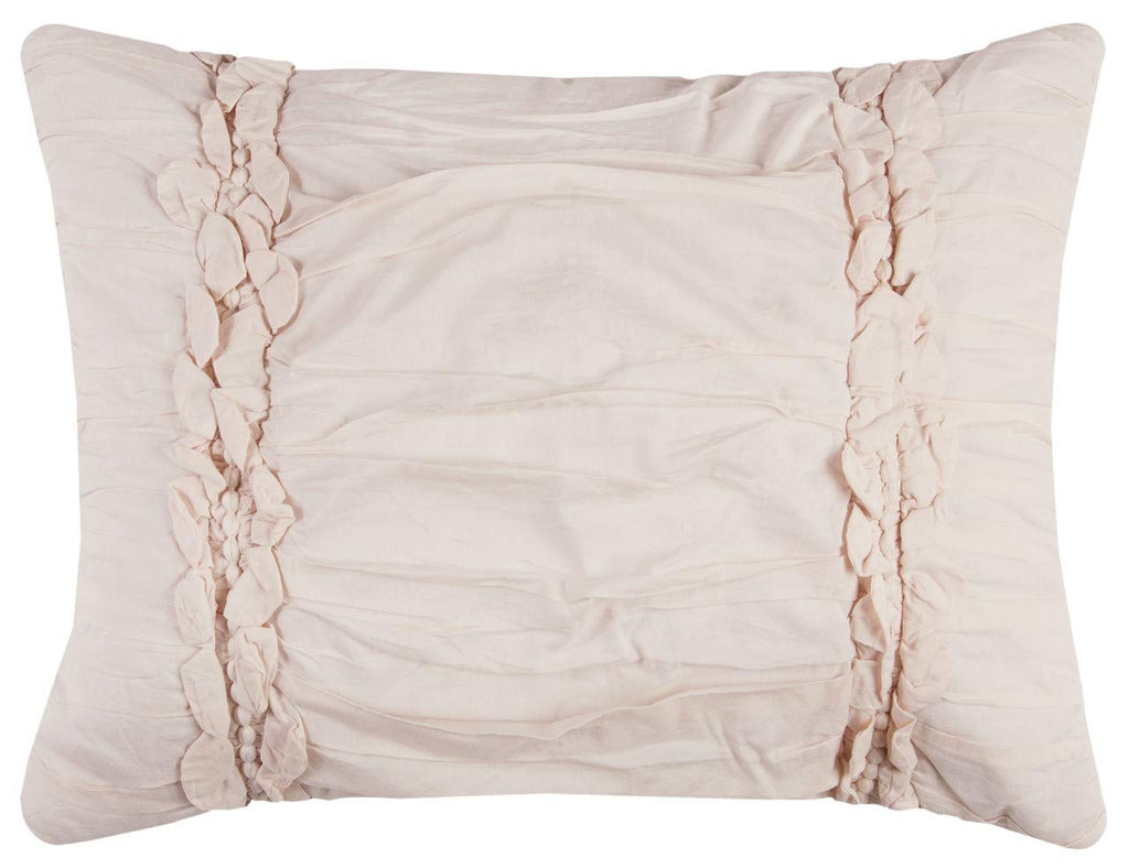 Rizzy Home | BQ4174 | Polyester Quilt | 70"x86" Pink/Neutral/ Solid With Cording