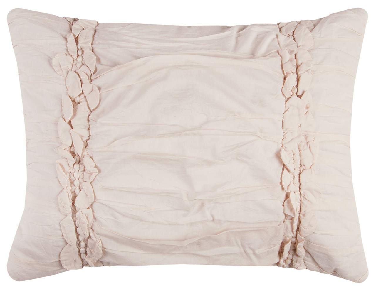 Rizzy Home | BQ4174 | Polyester Quilt | 70"x86" Pink/Neutral/ Solid With Cording