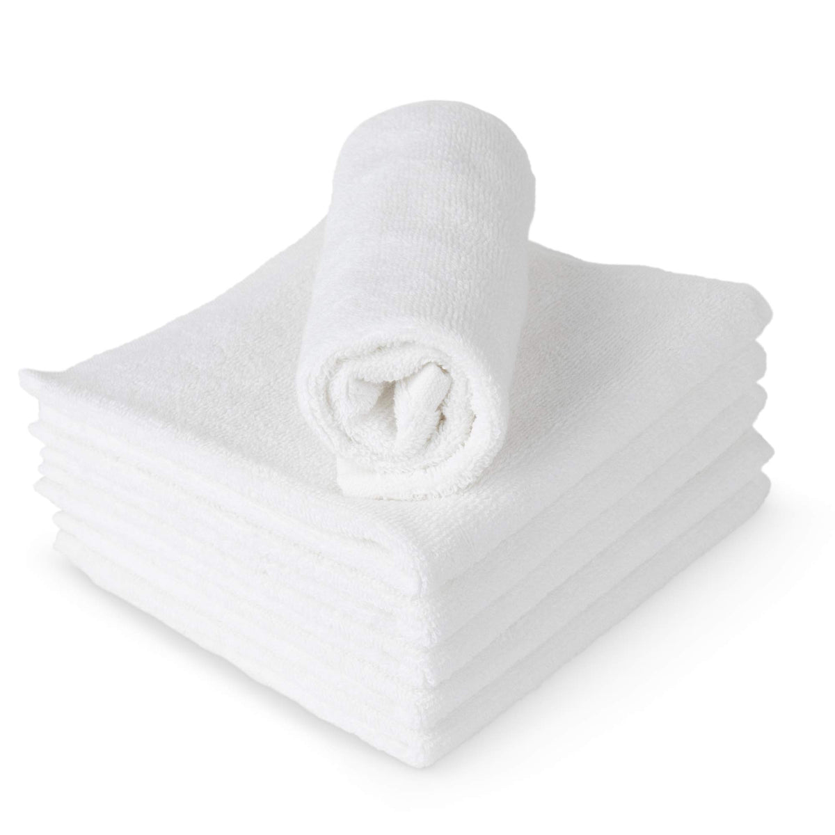 RosenSoft Oversized Wash Cloths - 16x14 in Extra Large, White Fingertip Towels for Body and Face, Bath Towel Set (6 Pack)