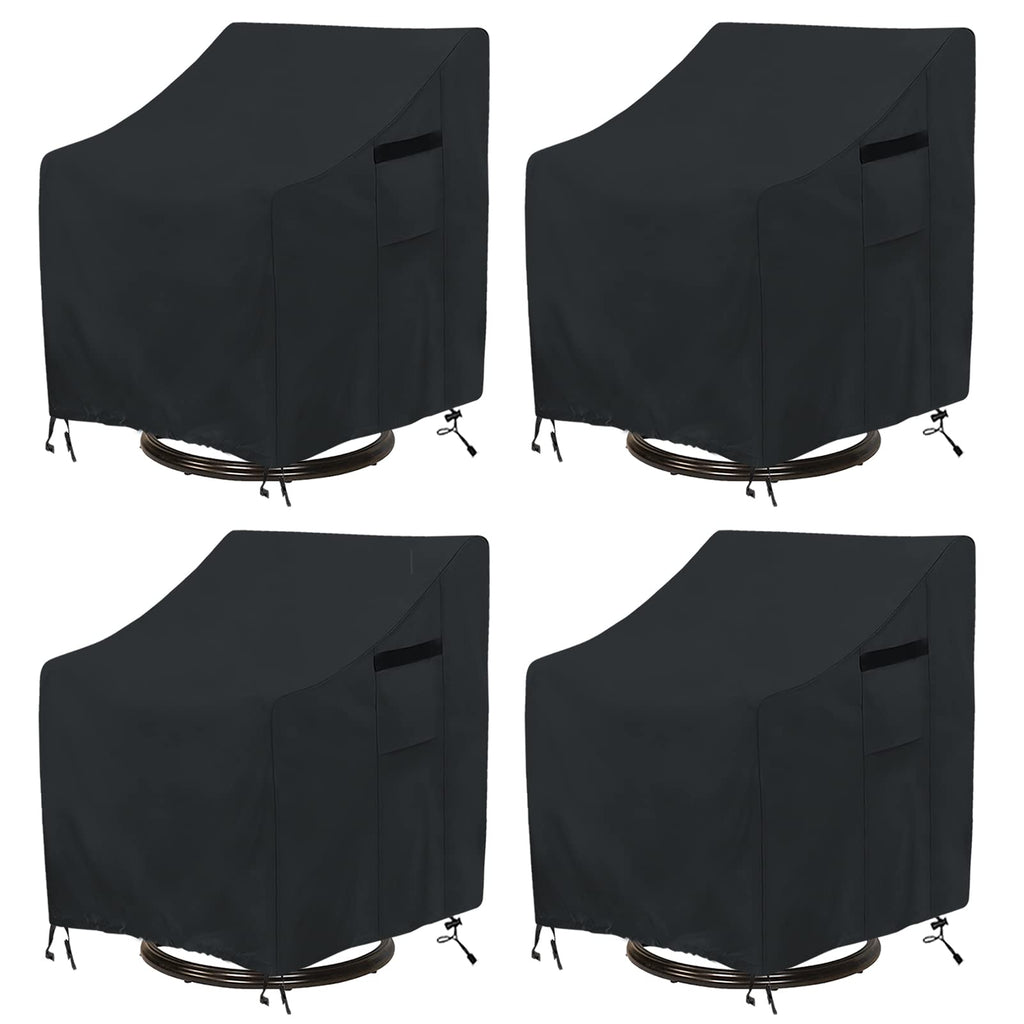 Ananmei Waterproof Patio Chair Covers 4 Pack ( 37.5 W X 39.25 D X 38.5 H Inches) For Outdoor Swivel Chair/Lounge Deep Seat Cover, Heavy Duty And Waterproof Outdoor Patio Furniture Covers, Black