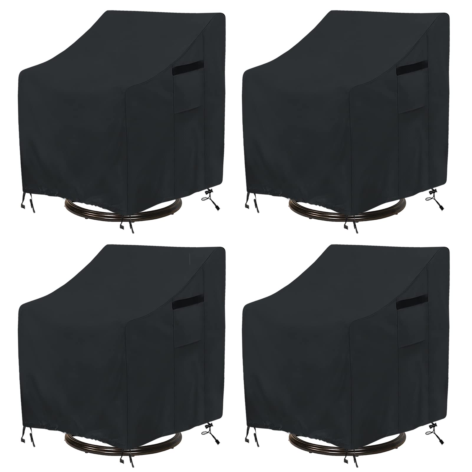 Ananmei Waterproof Patio Chair Covers 4 Pack ( 37.5 W X 39.25 D X 38.5 H Inches) For Outdoor Swivel Chair/Lounge Deep Seat Cover, Heavy Duty And Waterproof Outdoor Patio Furniture Covers, Black
