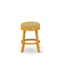 East West Furniture DVS024-416 Devers Counter Height Stool - Round Shape Vegas Gold PU Leather Upholstered Kitchen Counter Backl