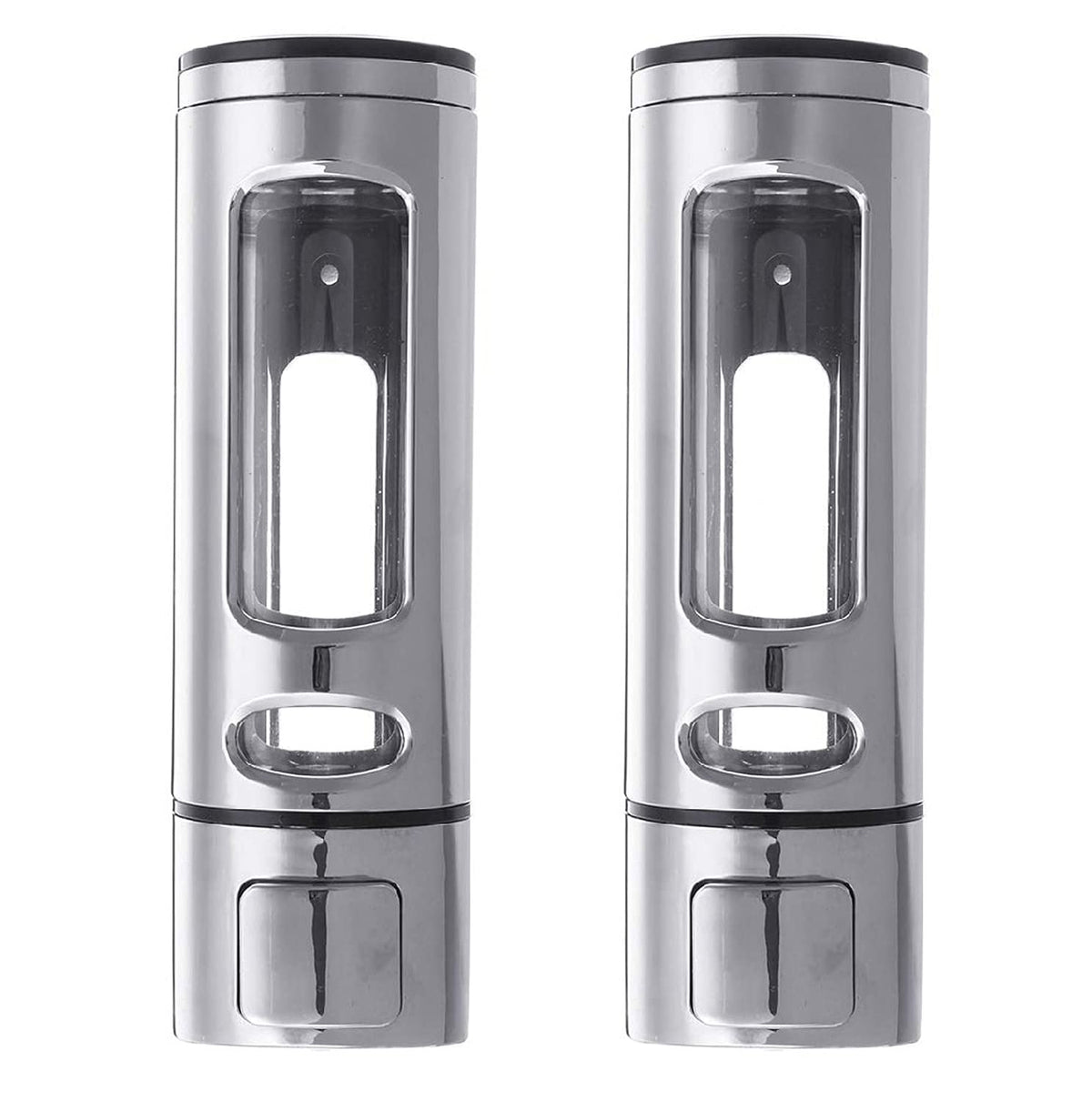 BATH GURU ABS Plastic Shampoo Sanitizer Gel Liquid Soap Dispenser for Bathroom Kitchen (2, Silver, Chrome)