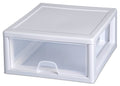 Sterilite 16 Qt Stacking Storage Drawer, Stackable Plastic Bin Drawer to Organize Shoes and Clothes in Home Closet, White with C
