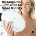 Mavoro 9 Inch Magnifying Mirror with 10X Magnification, Clear Glass, 3 Suction Cups, Model 9INMM