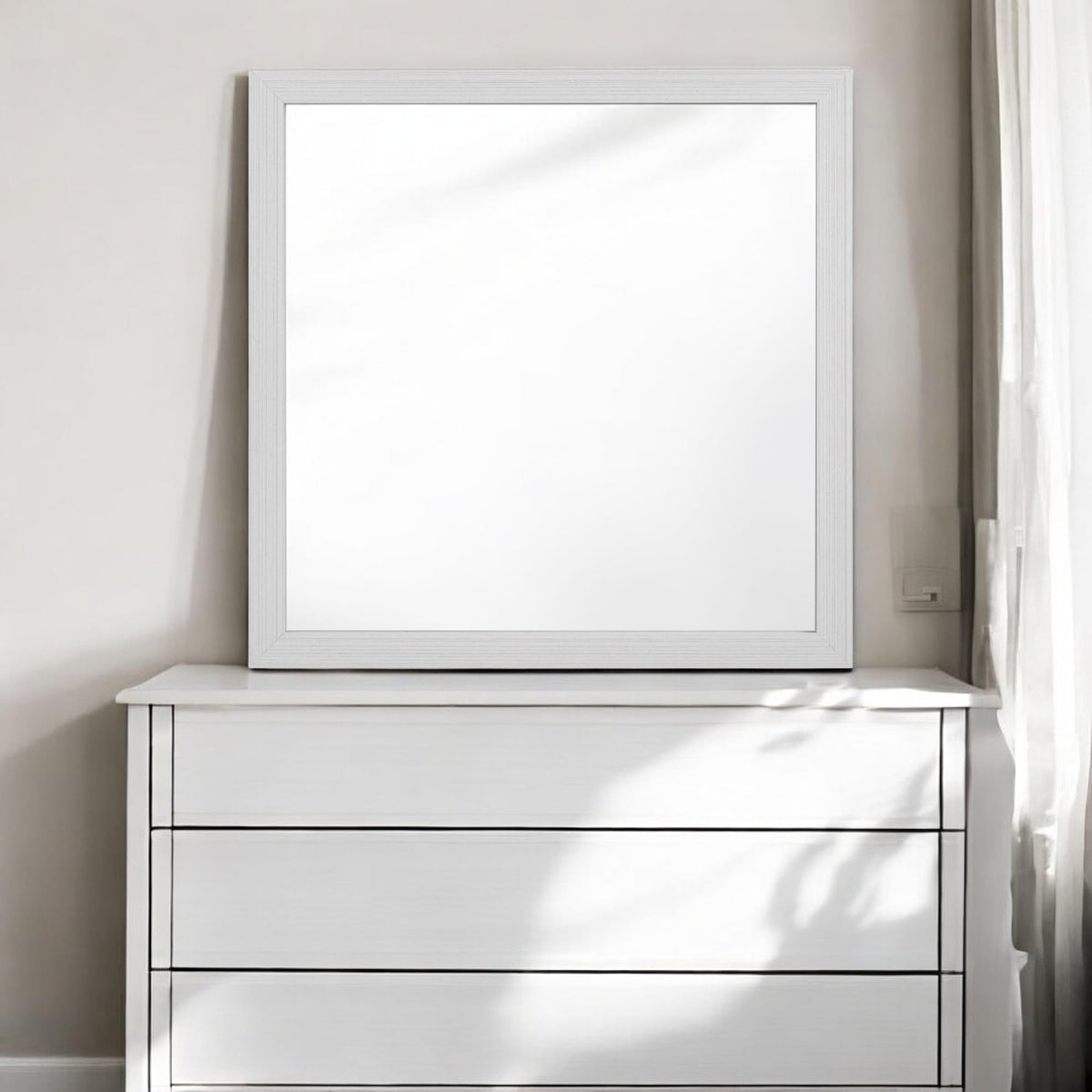 Acme Zeena Square Wooden Frame Mirror In White