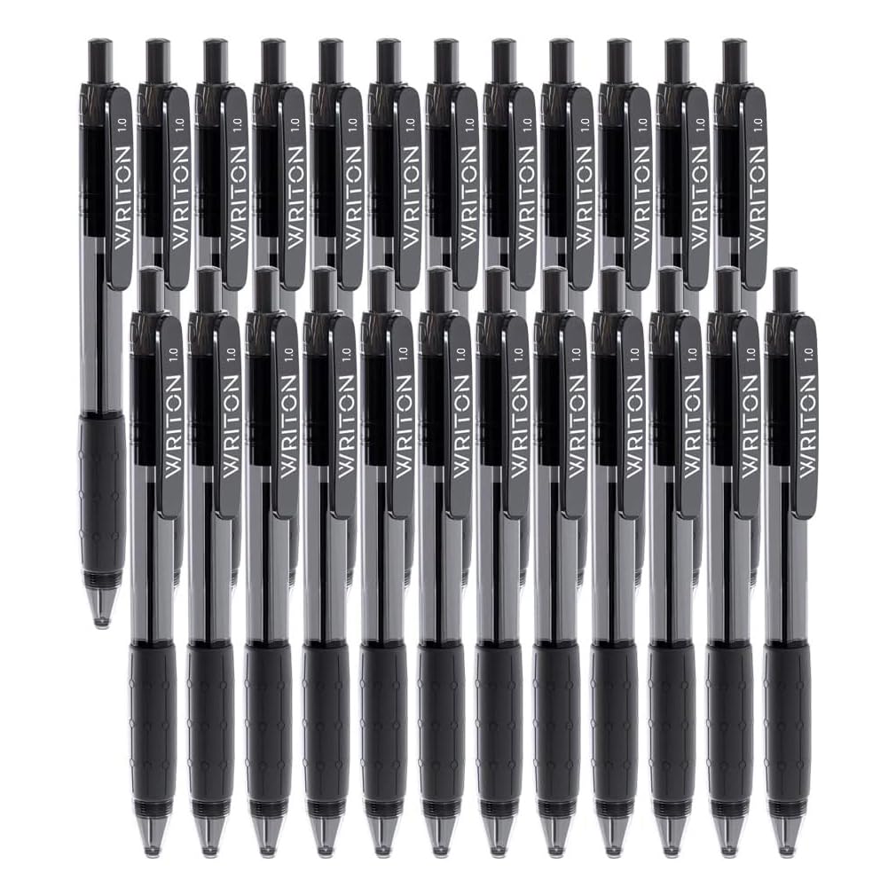 Writon Retractable Ballpoint Pens, Comfort Grip, 1.0Mm Medium Point, Green Ink, 24 Pack