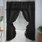 Stoneberry Home Ruffled Shower Curtain Set Polyester Black 70" x 72"