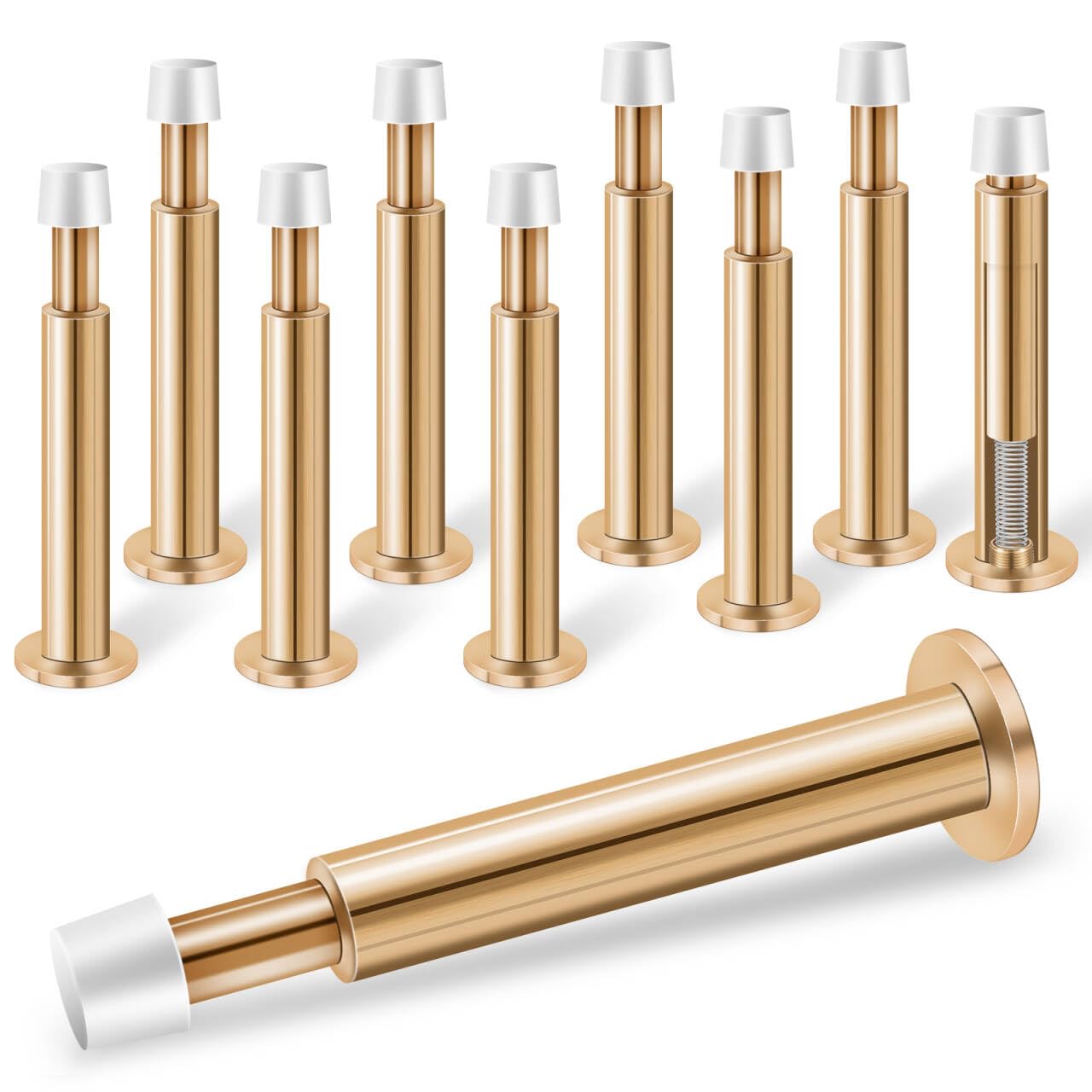 Door Stoppers For Wall, 10 Pack Spring Door Stop, 4.4 Inch Door Stoppers For Bottom Of Door, Long Doorstop Door Bumper Wall Prot