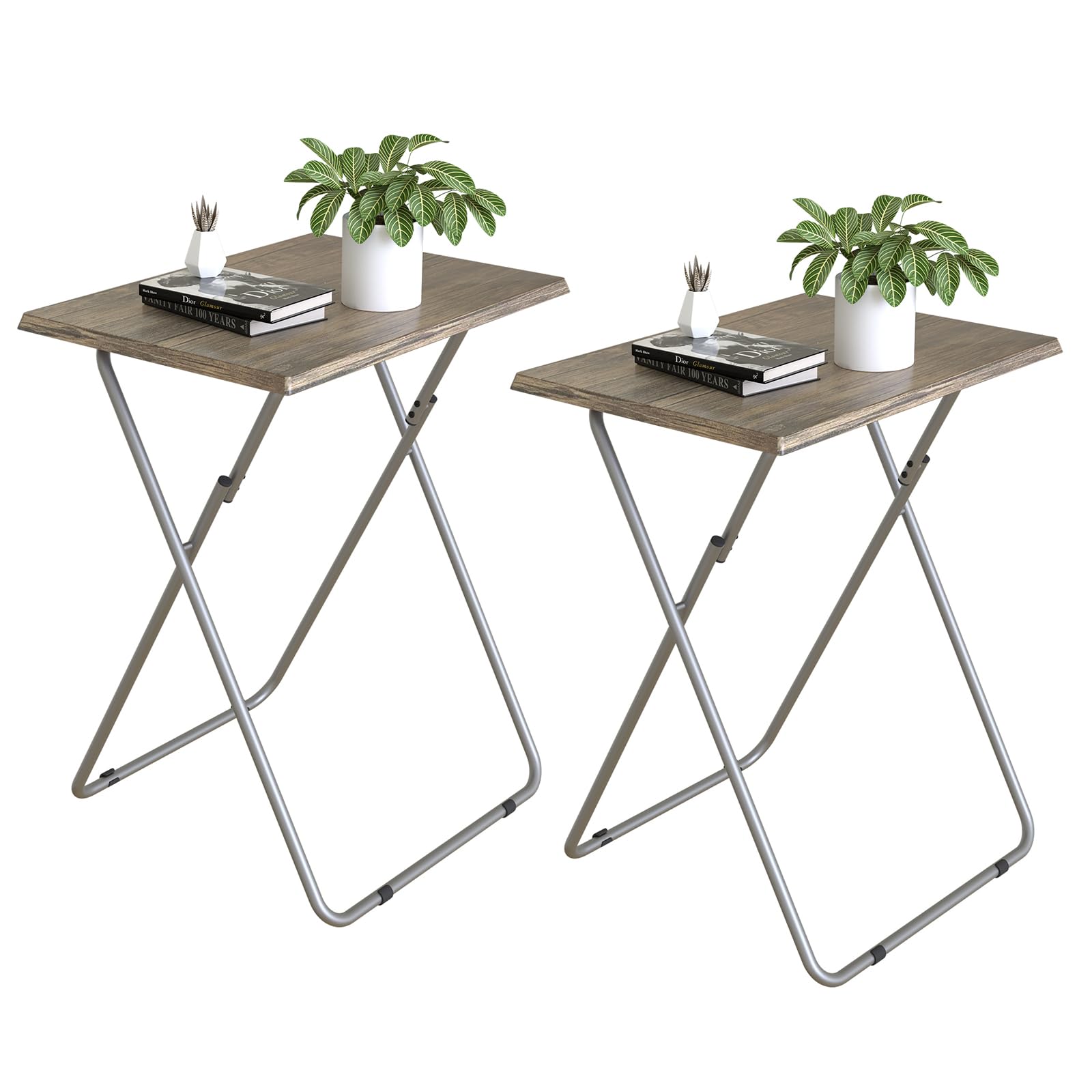 Garden 4 you TV Tray Table TV Dinner Tray with Sturdy MDF Set of 2,Eating Trays for Living Room with No Assembly Required,Small 