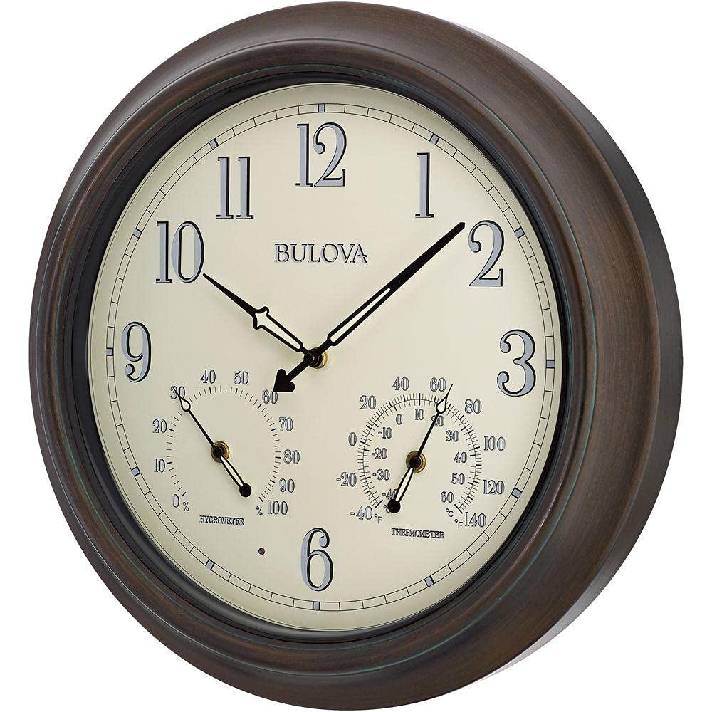 Bulova C4813 Weather Master Wall Clock, 18, Black