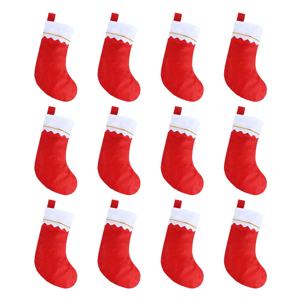 CCINEE 12pcs Red Felt Christmas Stockings 15 Party Favors Stockings for Xmas Decoration