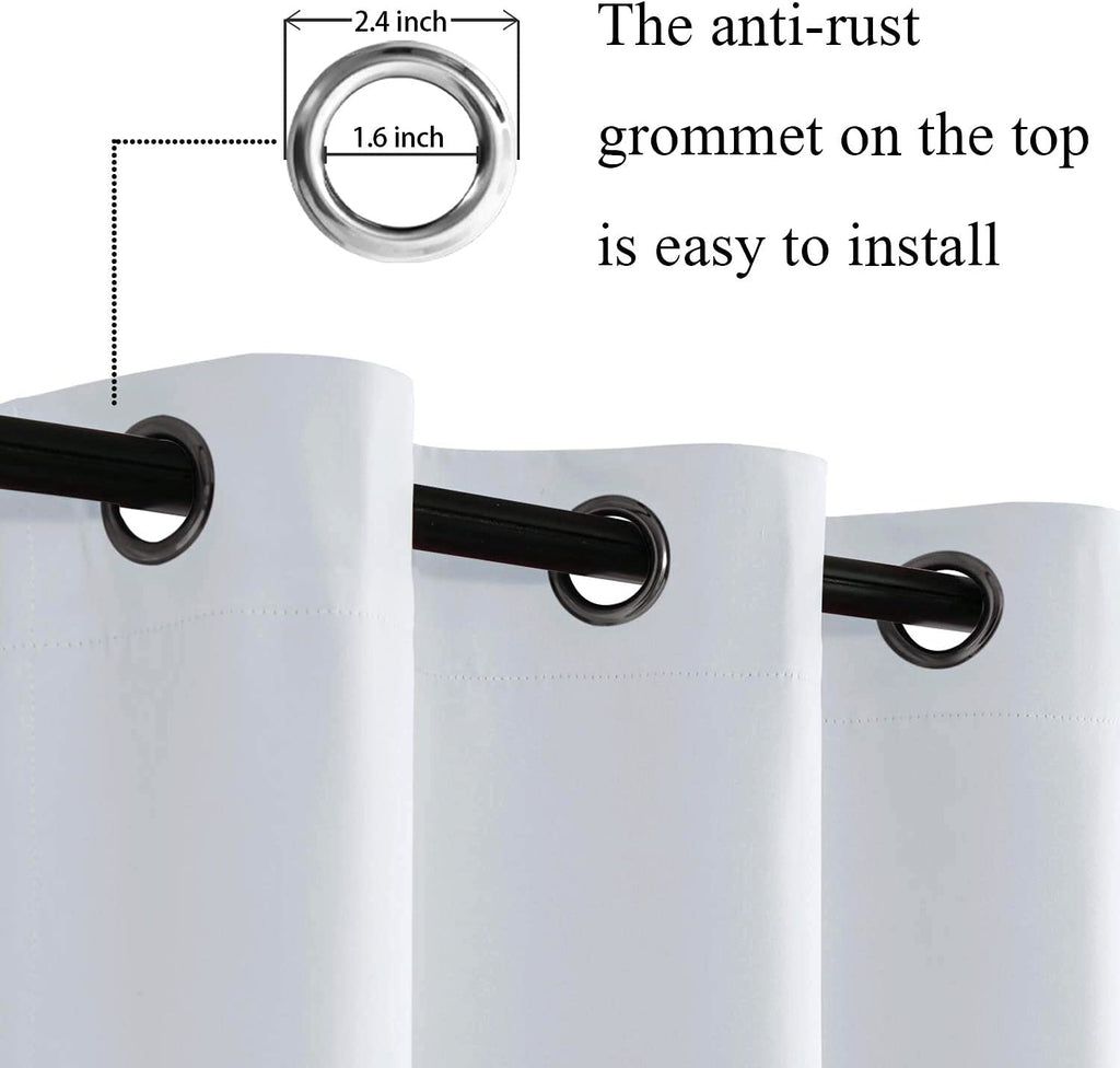 Jiuzhen Blackout Curtains With Tiebacks - Thermal Insulated, Light Blocking And Noise Reducing Grommet Curtain Drapes For Bedroom And Living Room, Set Of 2 Panels, Greyish White, 42 X 45 Inch Length