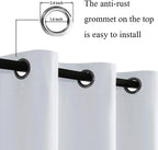 Jiuzhen Blackout Curtains With Tiebacks - Thermal Insulated, Light Blocking And Noise Reducing Grommet Curtain Drapes For Bedroom And Living Room, Set Of 2 Panels, Greyish White, 42 X 45 Inch Length