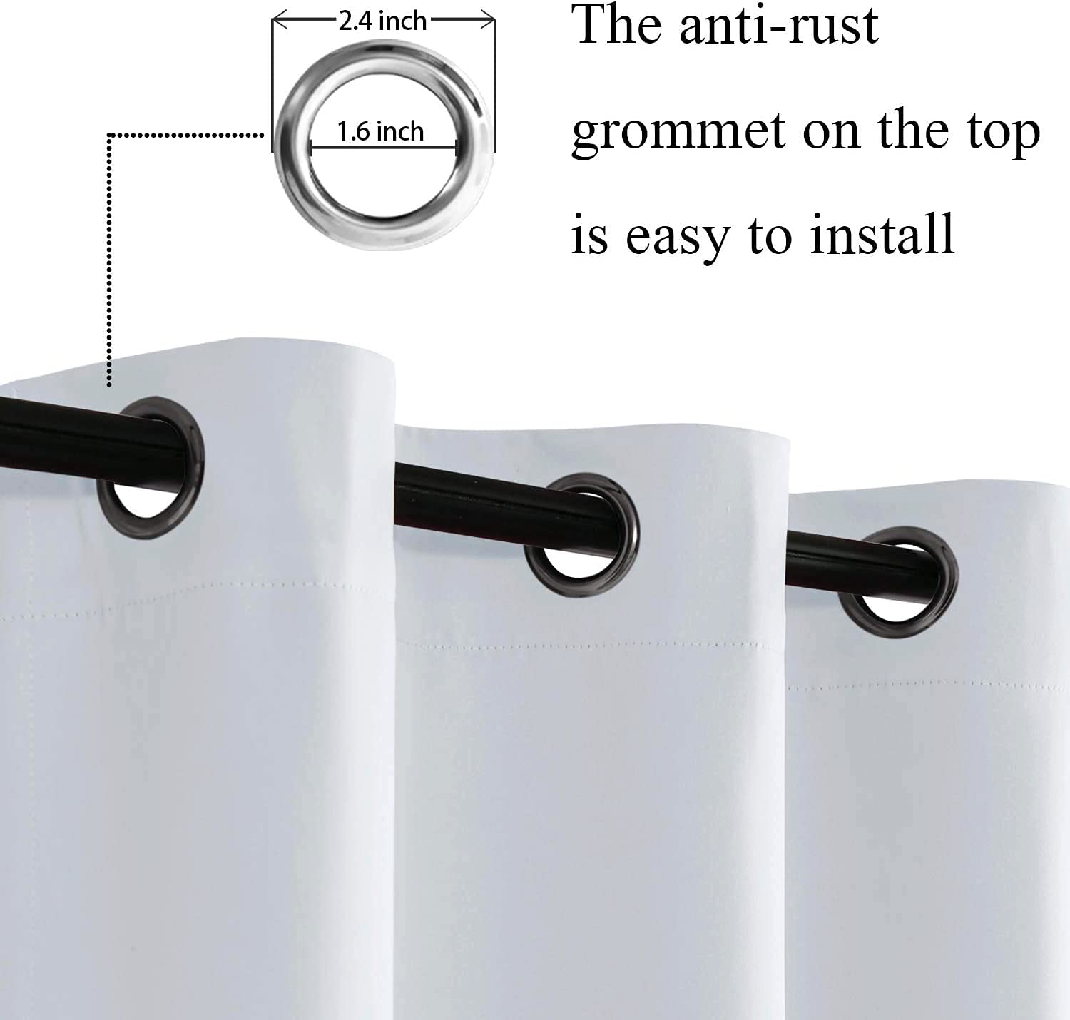 Jiuzhen Blackout Curtains With Tiebacks - Thermal Insulated, Light Blocking And Noise Reducing Grommet Curtain Drapes For Bedroom And Living Room, Set Of 2 Panels, Greyish White, 42 X 45 Inch Length