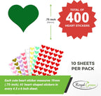 Royal Green 19Mm White Heart Shaped Stickers Valentine Stickers For Party Favors 400 Pack