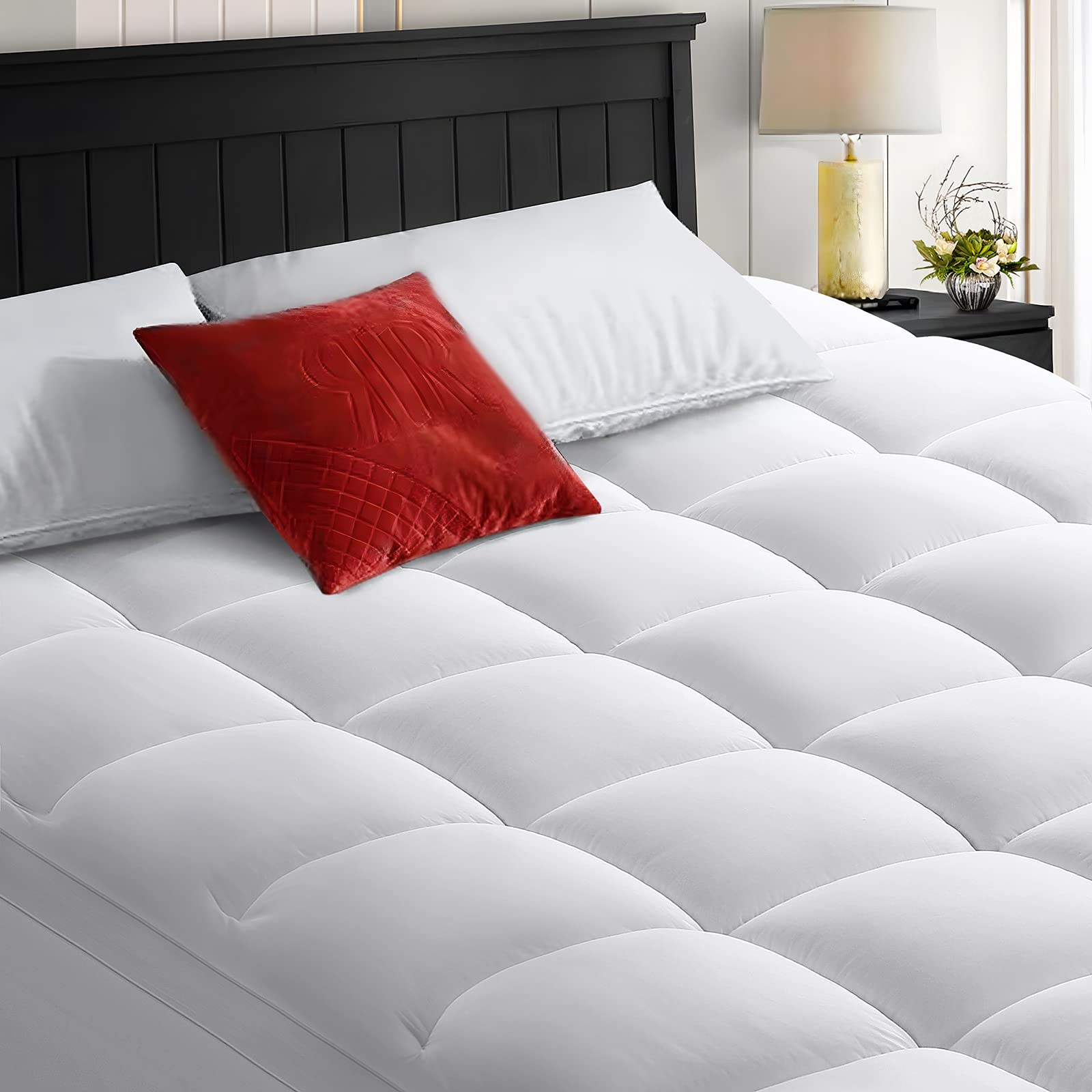 COHOME Queen Size Mattress Topper Extra Thick Cooling Mattress Pad 400TC Cotton Top Plush Down Alternative Fill Pillow Top Mattr