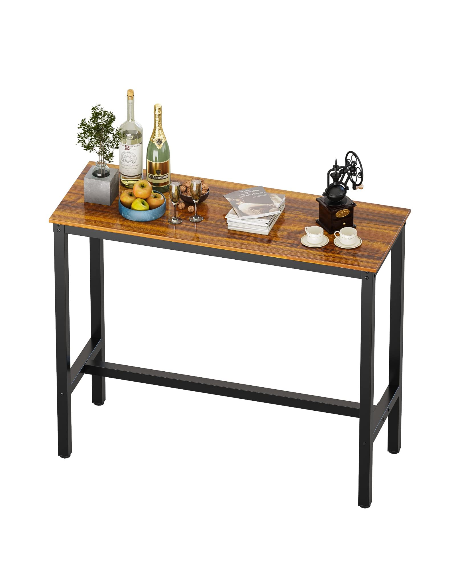 Teraves Bar Table, Bar Height Pub Table, Counter Height Table with Sturdy Metal Frame, Rectangular High Top Table for Kitchen & 
