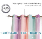 Yancorp Curtains For Girls Bedroom Kids Curtain Hollow-Out Star Window Nursery Curtain 72 Inches Length Room Darkening Grommet 2 Layers (Green Pink Purple, W52 X L72)