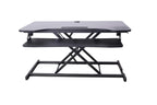 Rocelco 43" Height Adjustable Standing Desk Converter - Tall Sit Stand Up Tabletop Riser with Tablet Slot - Home Office Computer Workstation - Deep Keyboard Tray for Laptop Mouse - Black (R VADRB-43)