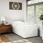 vidaXL Twin XL Platform Bed Frame - Faux Leather White - Modern Durable Bedroom Furniture - fits 39.4"x79.9" Mattress