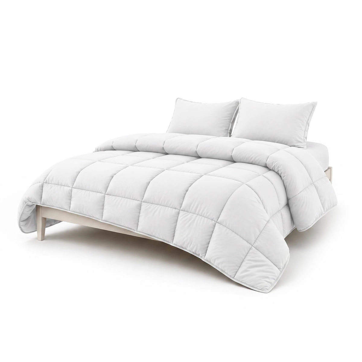 Mammayo Razzai 300Gsm Microfiber Winter Quilted Comforter Double (White)