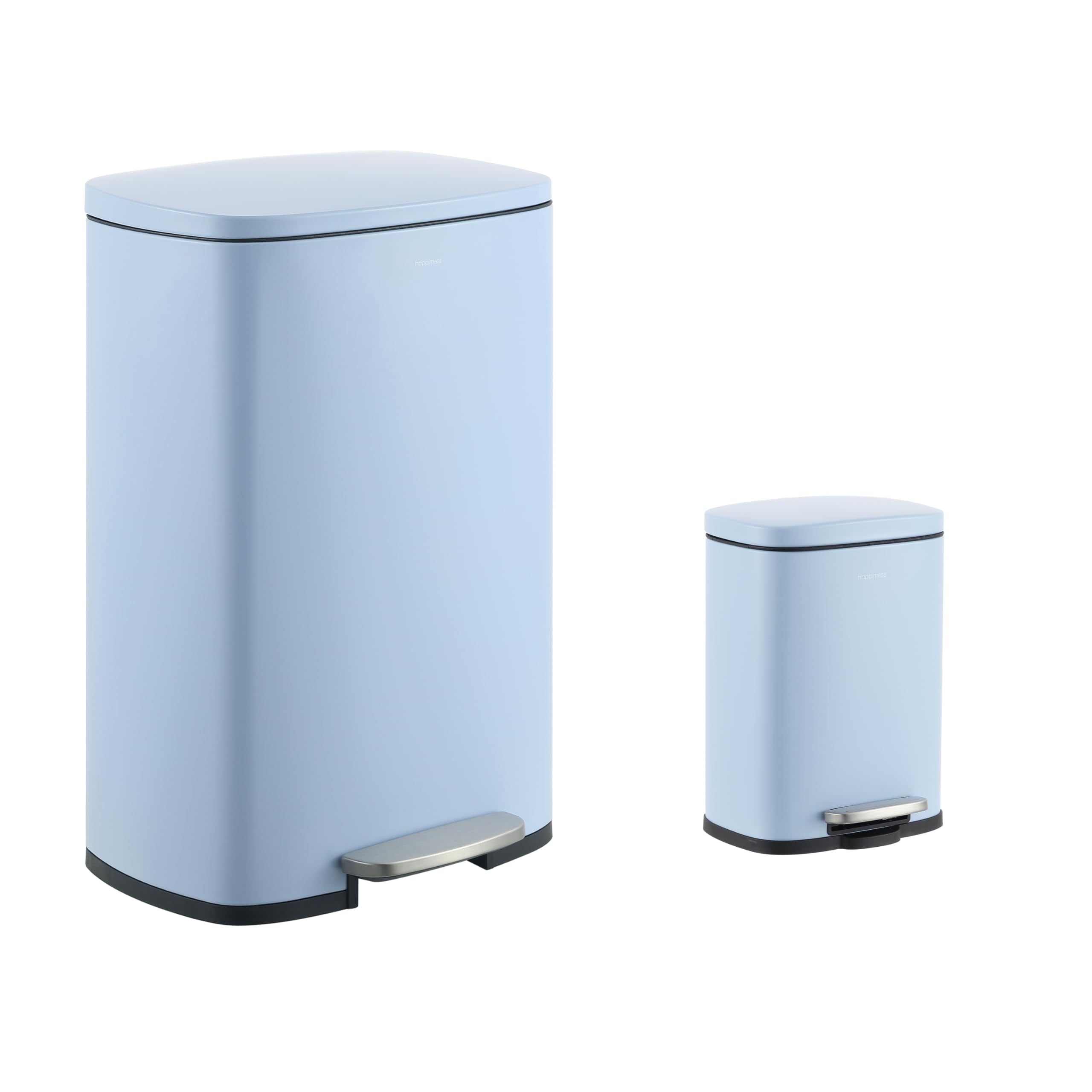 happimess HPM1006H Connor Rectangular 13-Gallon Trash Can with Soft-Close Lid and Free Mini Trash Can, Fingerprint Resistant, Mo