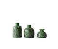 Creative Co-Op Green Embossed Stoneware Vases (Set of 3 Sizes)