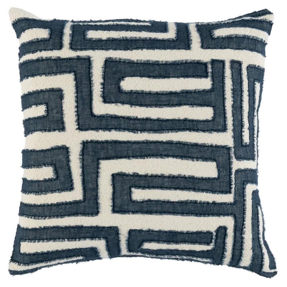 Kosas Home Mia 22X22 Knitted Cotton And Linen Throw Pillow In Blue/Ivory