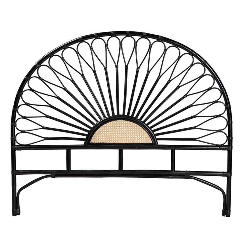 Baxton Studio Perenna Two-Tone Black and Brown Rattan King Standalone Headboard
