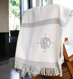 HomeRoots Cream/Blue Cotton/Acrylic Plush Multi Blue Plaid Throw Blanket with Tassels