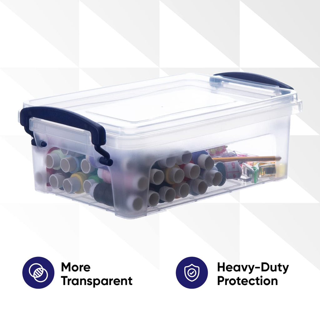 Superio Clear Storage Bins With Lids, Stackable Storage Box With Latches And Handles, Extra Small, 2 Pack 2 Quart