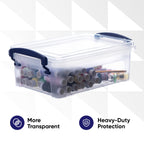 Superio Clear Storage Bins With Lids, Stackable Storage Box With Latches And Handles, Extra Small, 2 Pack 2 Quart