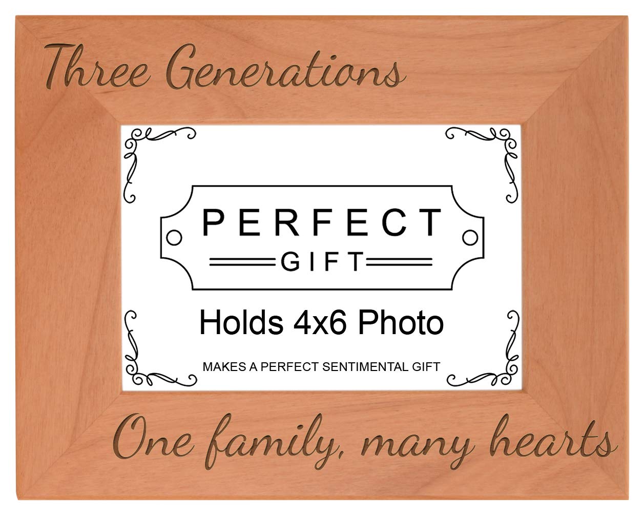 Gifts For All By Rachel Olevia Three Generations One Family Many Hearts Natural Wood Engraved 4x6 Landscape Picture Frame Wood