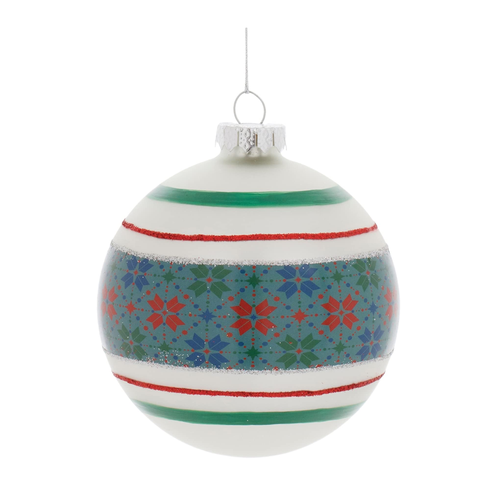 Melrose Ball Ornament, Christmas, 4”D, Glass