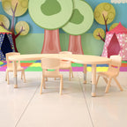 35W x 65L Half-Moon Natural Plastic Height Adjustable Activity Table
