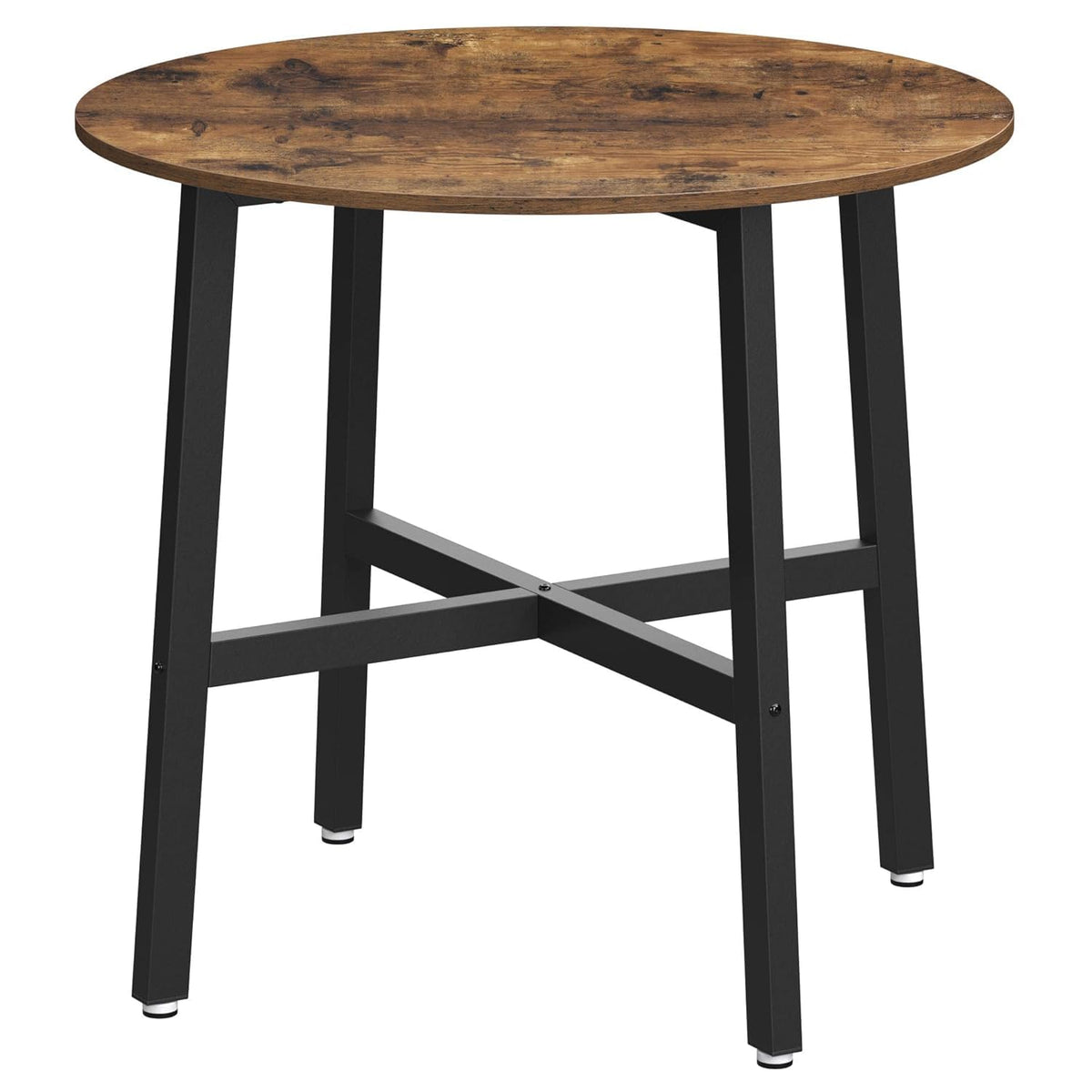 Priti Round Dining Table, Kitchen Table, For Living Room, Office, 31.5 X 29.5 Inches (Dia. X H), Industrial, Rustic Brown And Bl