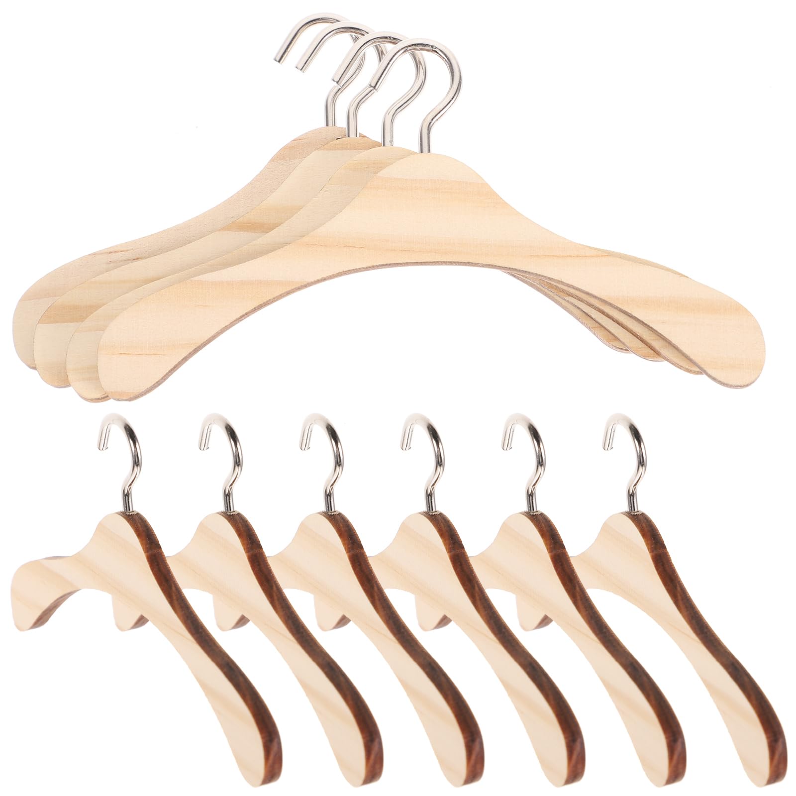 BESPORTBLE Wooden Dolls Clothes Hangers, 10pcs Wooden Doll Hangers Mini Dress Outfit Holders House Miniature Accessories Mini s 