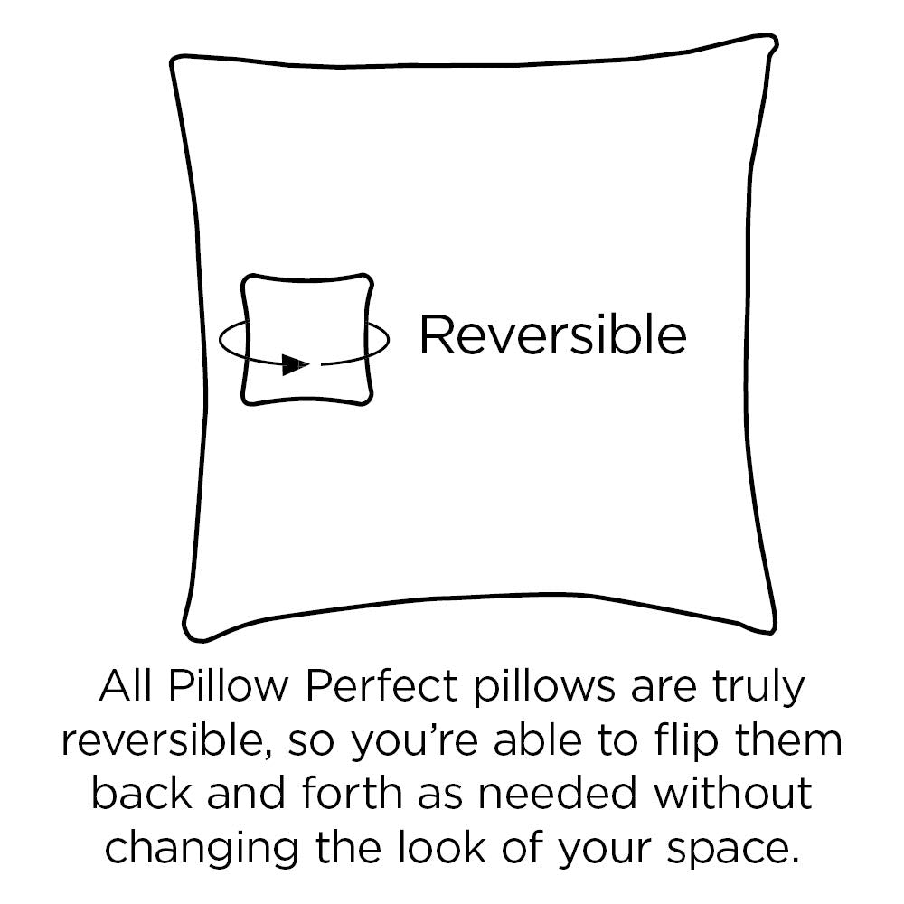 Pillow Perfect Outdoor/Indoor Throw Pillows, Large - 18.5' X 18.5', Black Herringbone Night, 2 Count