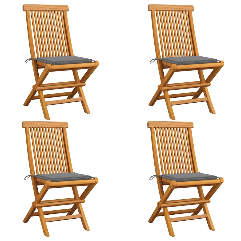 vidaXL Patio Chairs with Cream Cushions - Solid Teak Wood Construction - Lightweight, Foldable Design - Includes Polyester Seat 