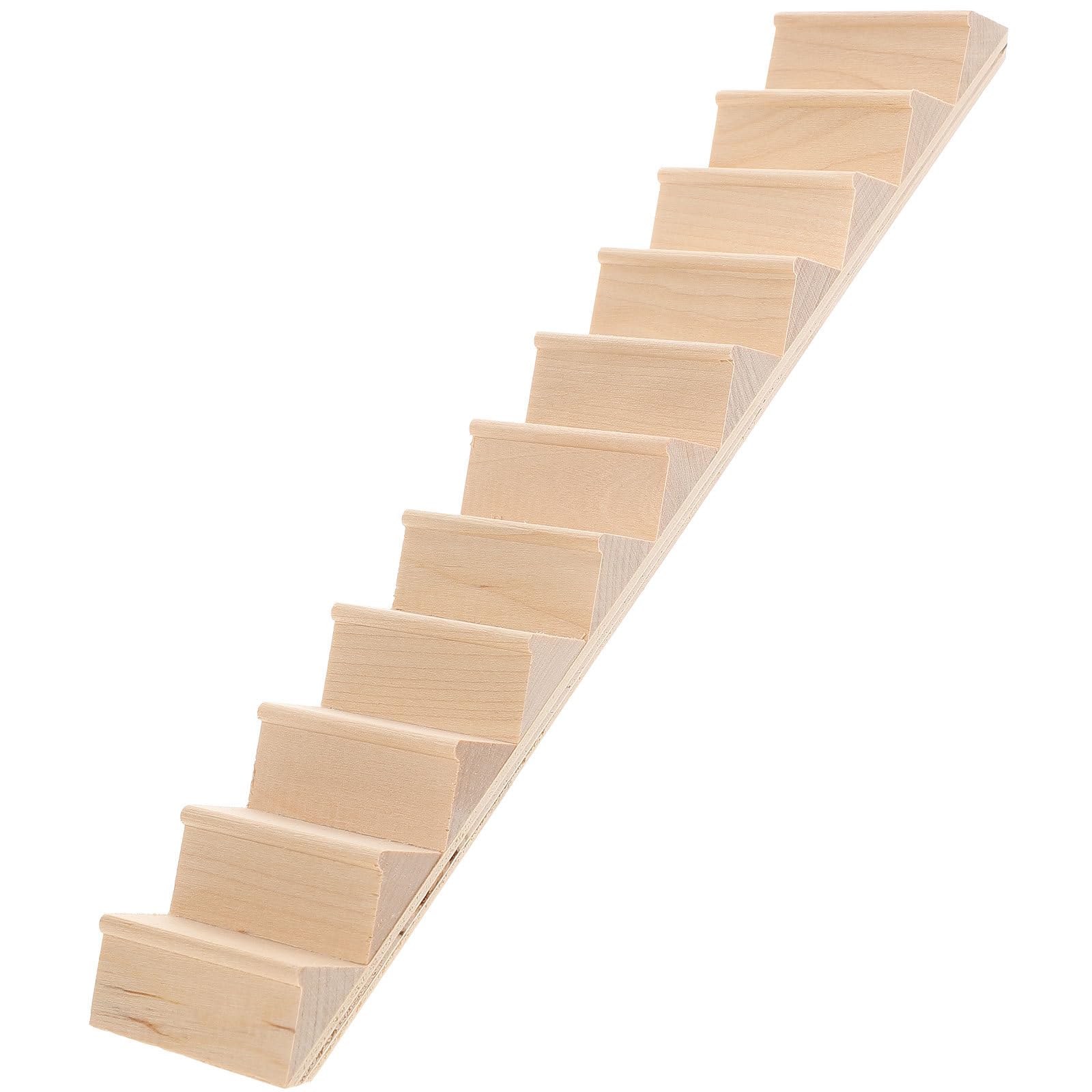 Ipetboom Mini House Staircase - 1/12 Scale Miniature Dollhouse Stairs Wooden Furniture Without Handrail DIY Accessory - 11.8x2.2