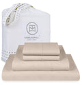 Threadmill California King Size Sheets | 800 Thread Count Jacquard Celine Light Beige | 4 Piece Striped Bed Sheets | Extra Long