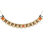 ERKOON Happy Fall Burlap Banner Happy Fall Sign Pumpkin Flag Rustic Natural Fall Harvest Banner for Autumn Home Party School Par