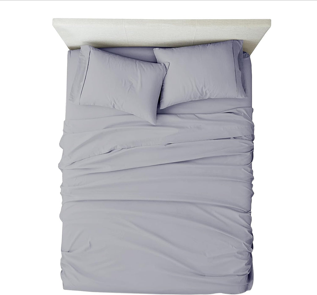 Mygiza Sheets,100% Giza Egyptian Cotton Sheets-Queen Size Giza Cotton Sheets Set To Fit Upto 18 Inches Deep Mattress (4 Pcs) Light Grey Solid