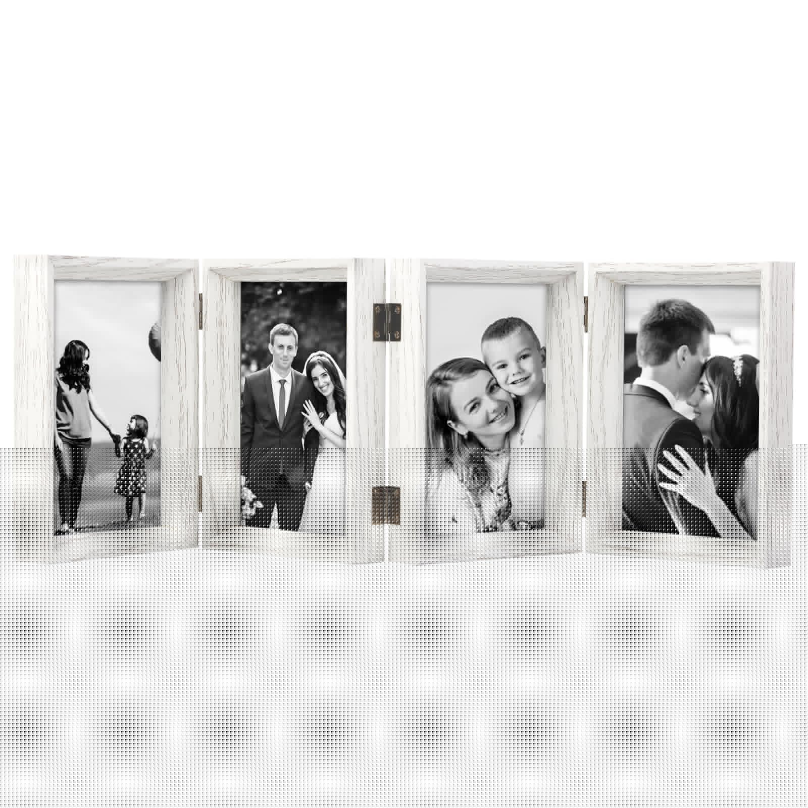 5x7 White Picture Frames Beveled Wood with Real Glass 4 Vertical Opening Family Lover Gift