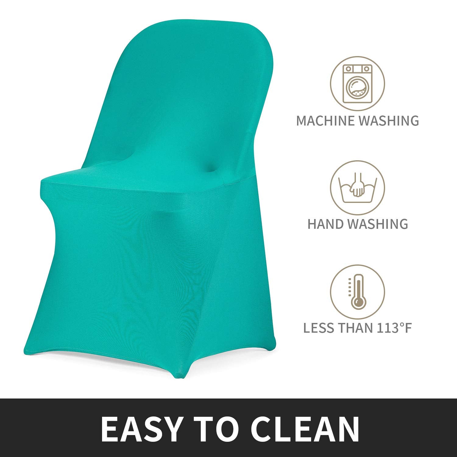 Peomeise Stretch Spandex Folding Chair Cover For Wedding Party Dining Banquet Event (Turquoise,12Pcs)